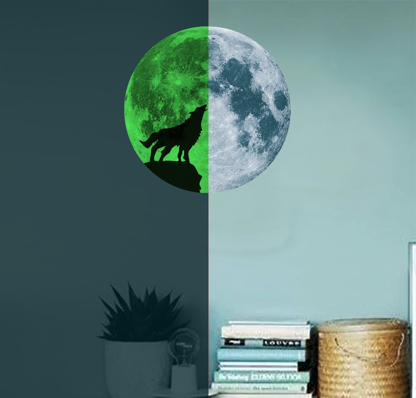 Adesivo lupo luna piena fosforescente - immagine 4