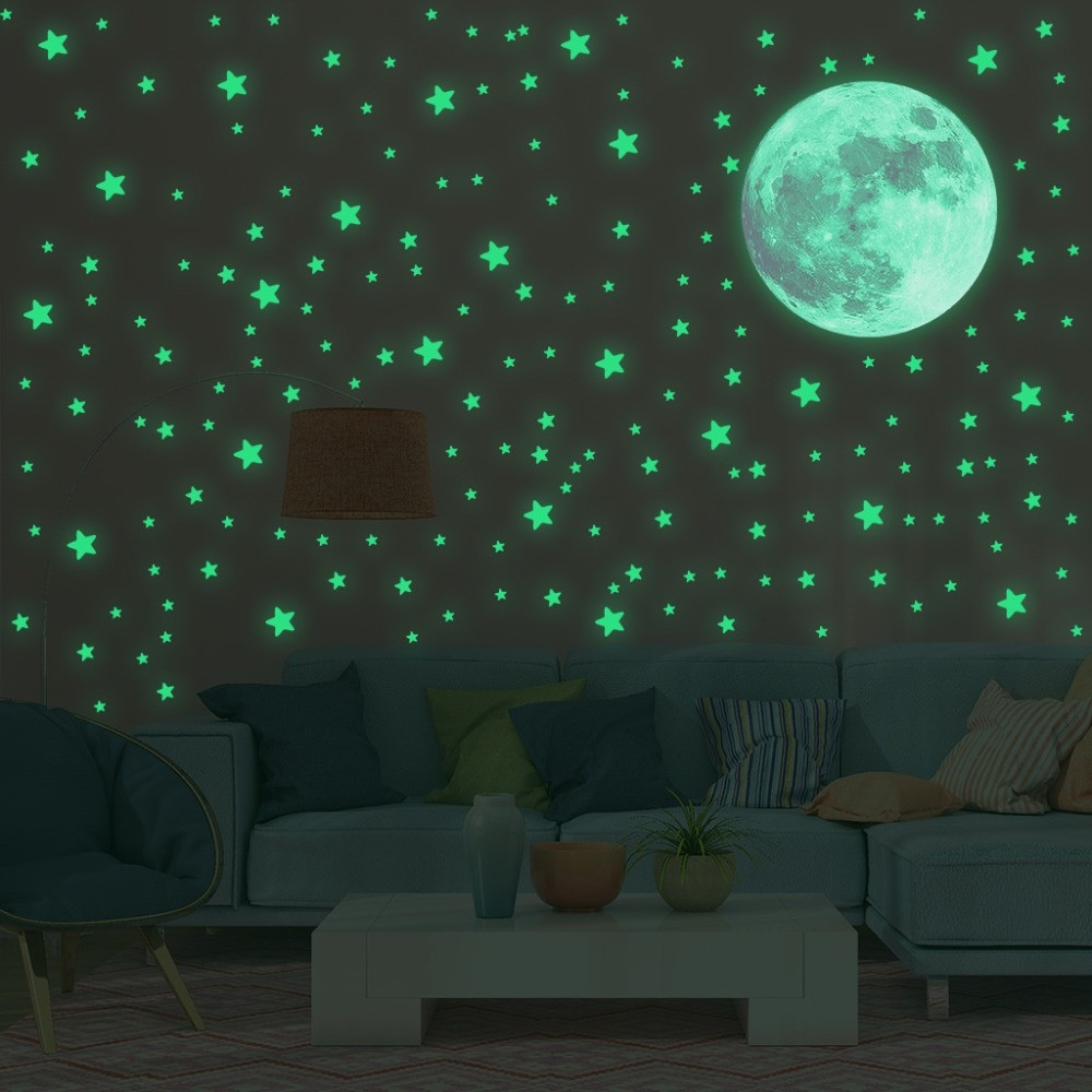 Adesivi stelle e luna fluorescenti fosforescenti - immagine 3