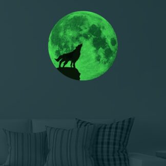 Adesivo lupo luna piena fosforescente