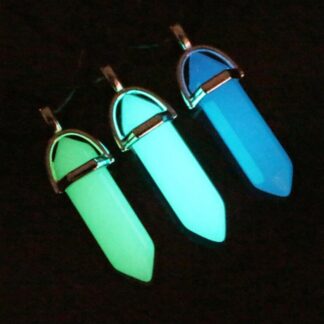 Phosphorescent crystal pendant necklace in 3 colors of your choice